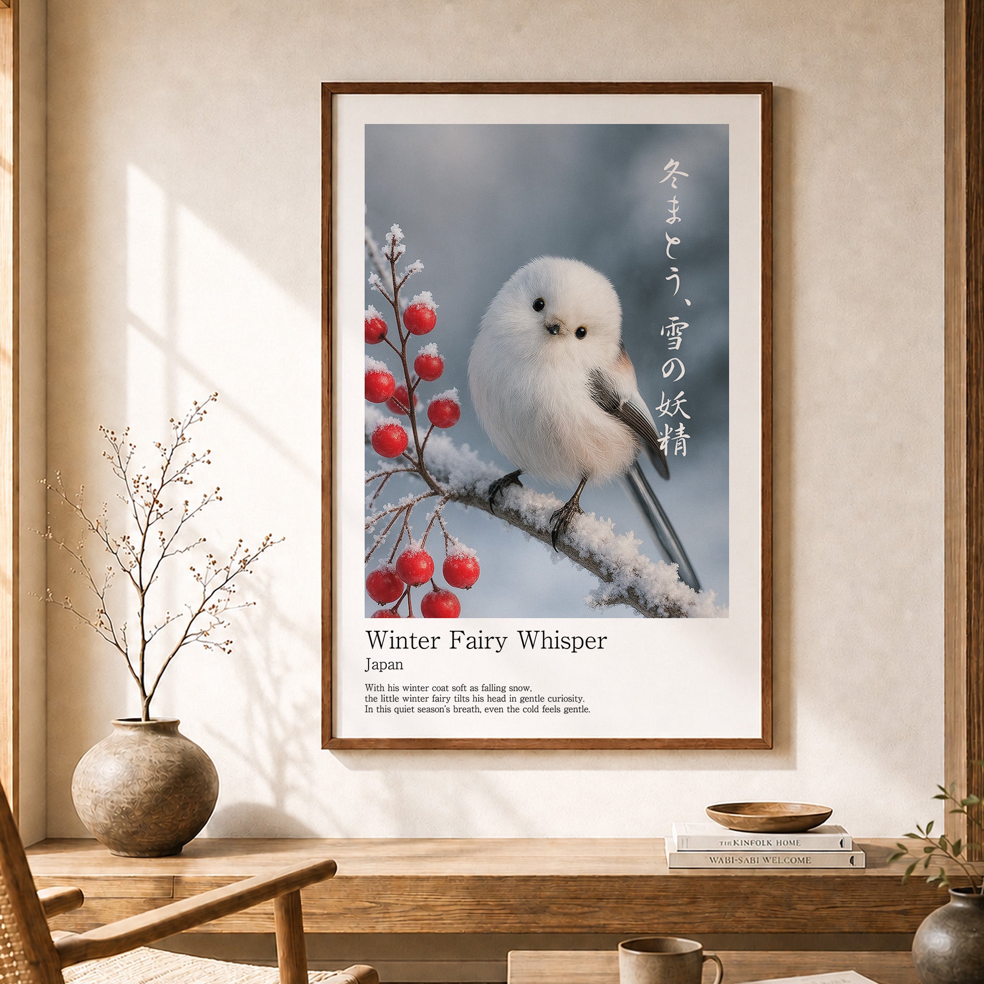 Winter Fairy Whisper – Shimaenaga Wall Art Print (2:3 Edition