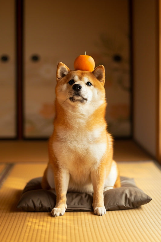 Minimalist Japanese Shiba Inu illustration inspired by quiet everyday Zen atmosphere