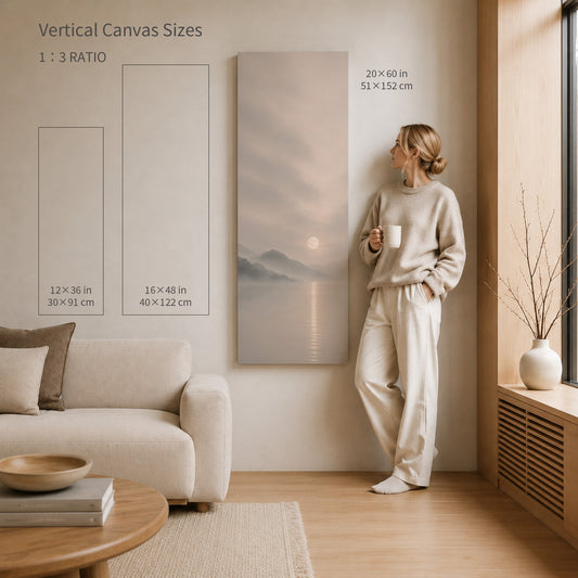 Misty Moon Canvas Art – Japanese Moonlit Lake Wall Decor