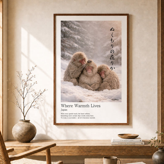 Where Warmth Lives – Japanese Snow Monkey Wall Art Print (2:3 Edition)