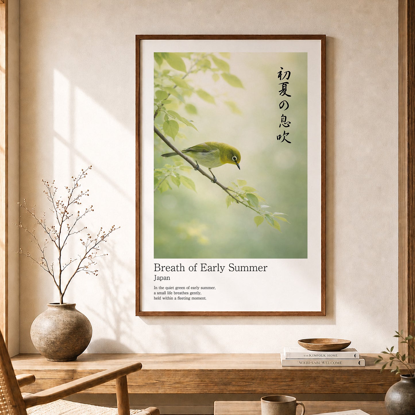 Breath of Early Summer – Japanese Mejiro Bird Wall Art Print (2:3 Edition)