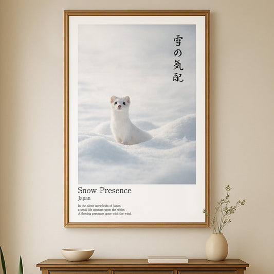 Snow Presence – Japanese Ermine Wall Art Print (2:3 Edition)