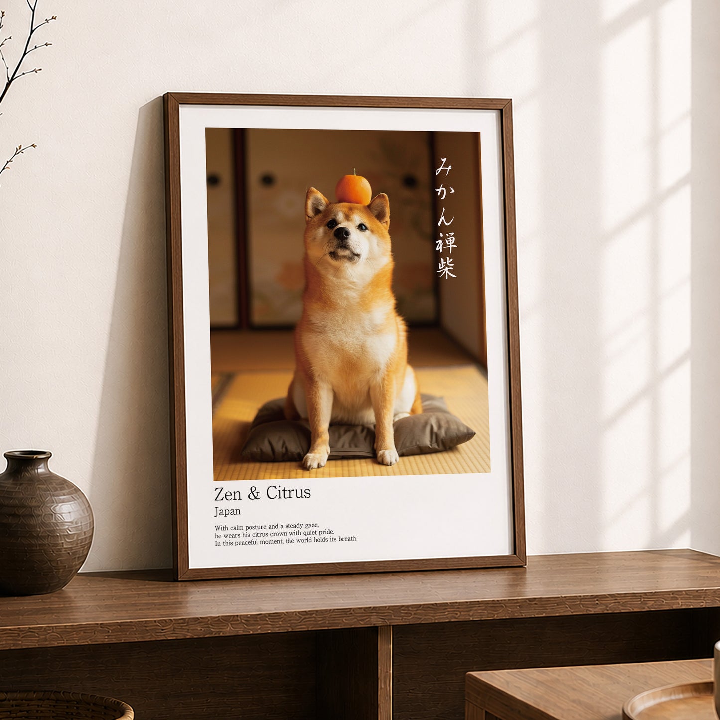 Zen & Citrus – Japanese Shiba Inu Art Print (3:4 Edition)