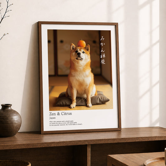Zen & Citrus – Japanese Shiba Inu Art Print (3:4 Edition)