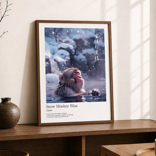 Snow Monkey Bliss – Japanese Snow Monkey Wall Art Print (3:4 Edition)