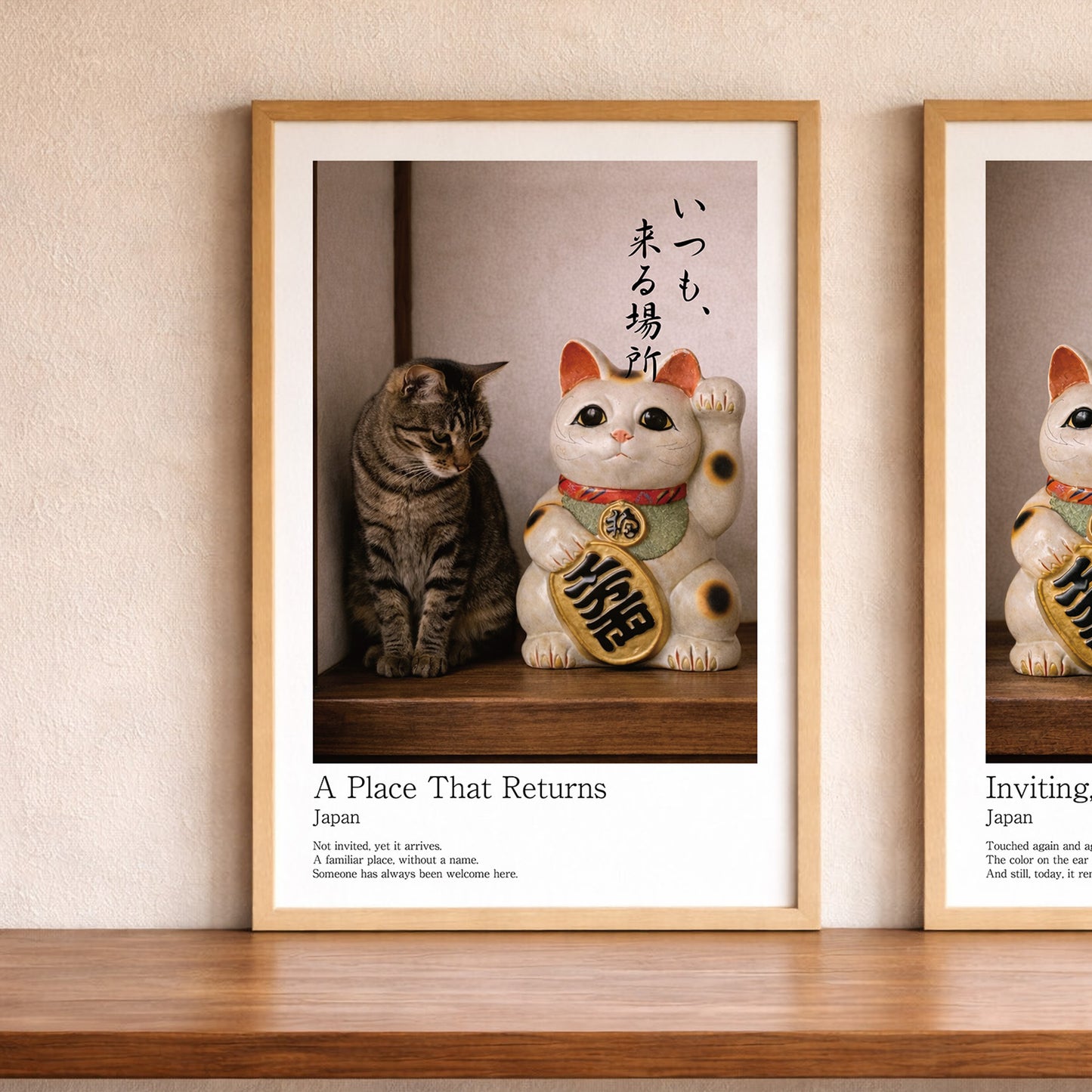 Lucky Companion – Japanese Maneki Neko & Tabby Cat Wall Art Print (2:3 Edition)