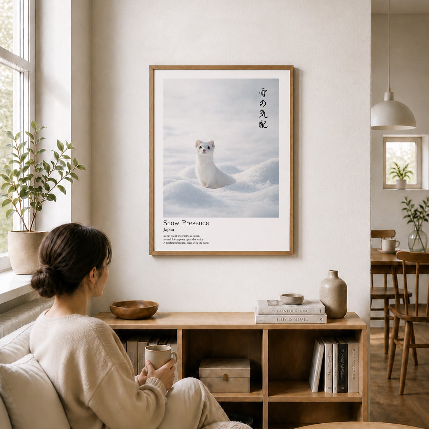 Snow Presence – Japanese Ermine Wall Art Print (3:4 Edition)