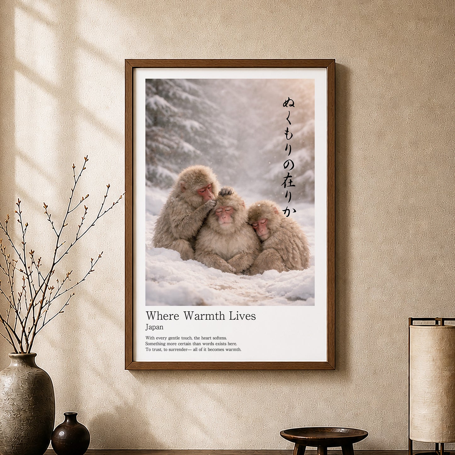 Where Warmth Lives – Japanese Snow Monkey Wall Art Print (2:3 Edition)