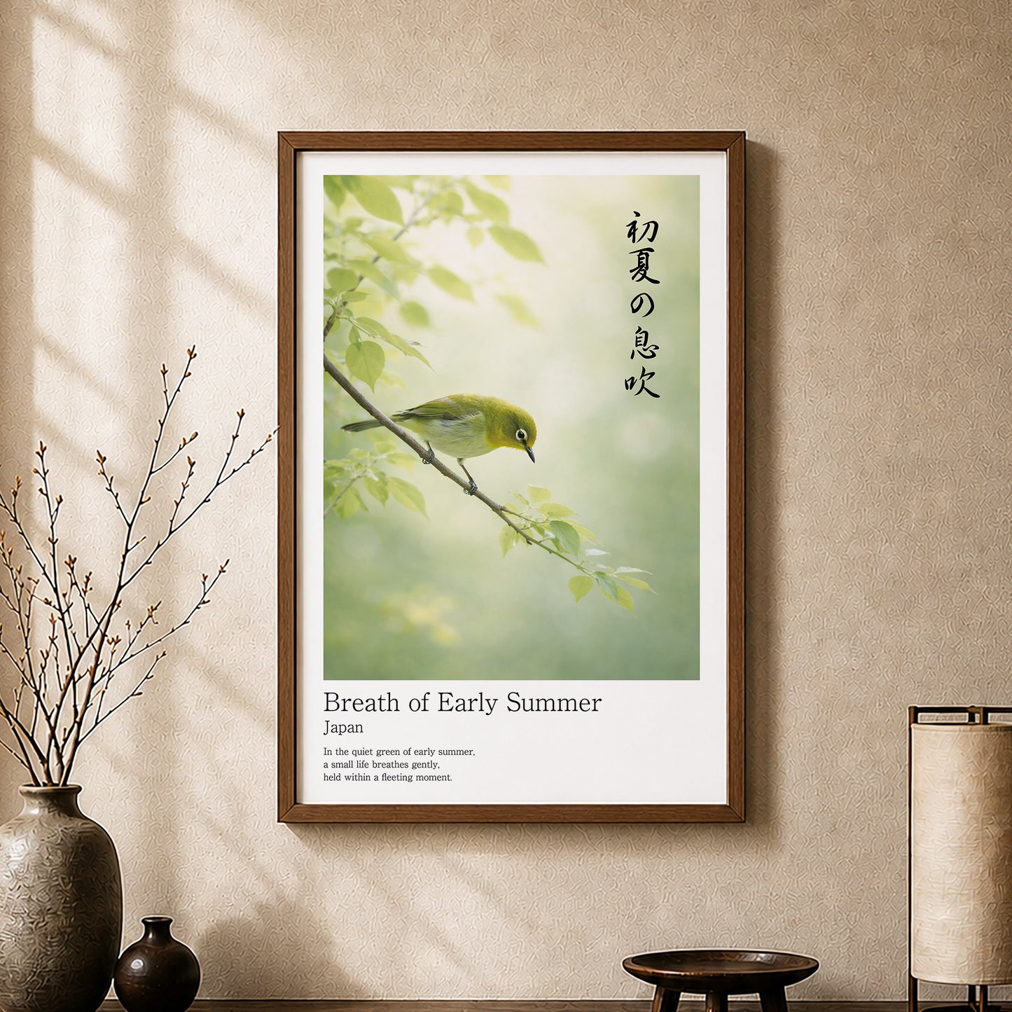 Breath of Early Summer – Japanese Mejiro Bird Wall Art Print (2:3 Edition)