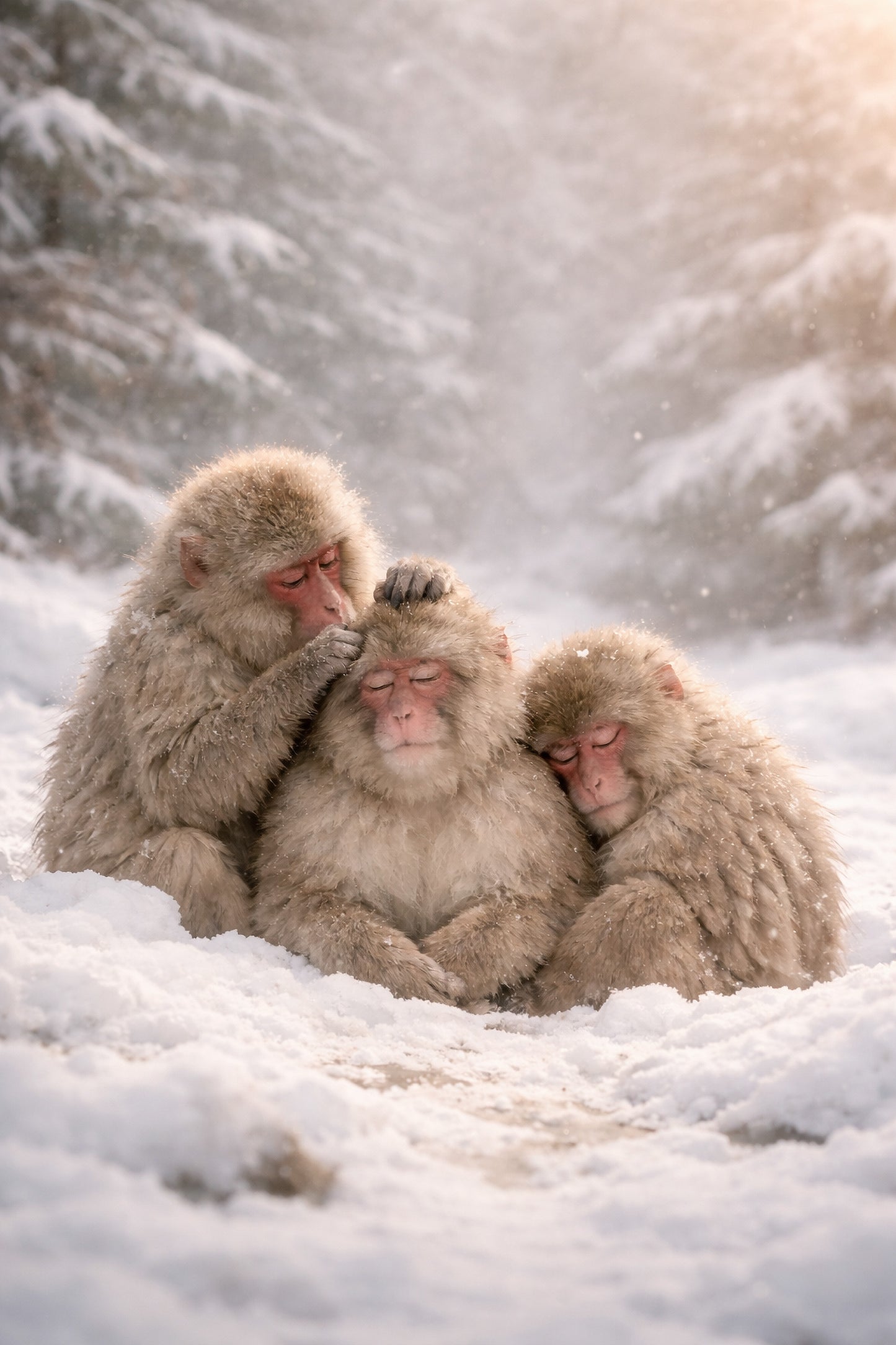 Where Warmth Lives – Japanese Snow Monkey Wall Art Print (3:4 Edition)