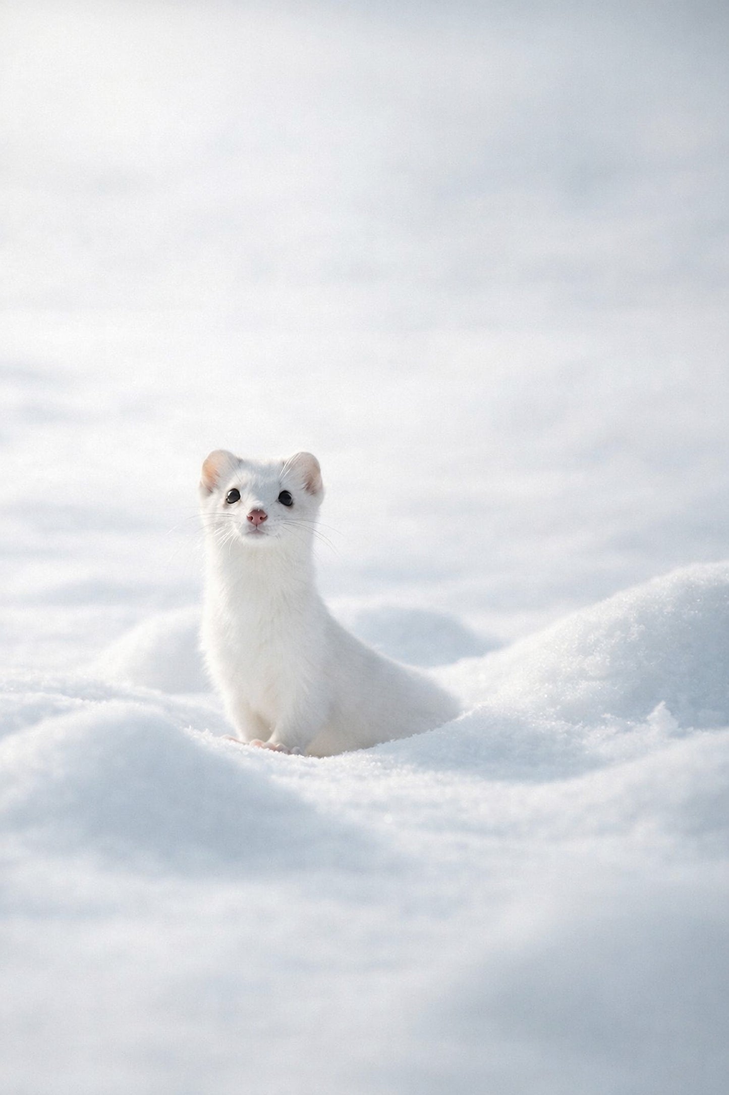 Snow Presence – Japanese Ermine Wall Art Print (2:3 Edition)