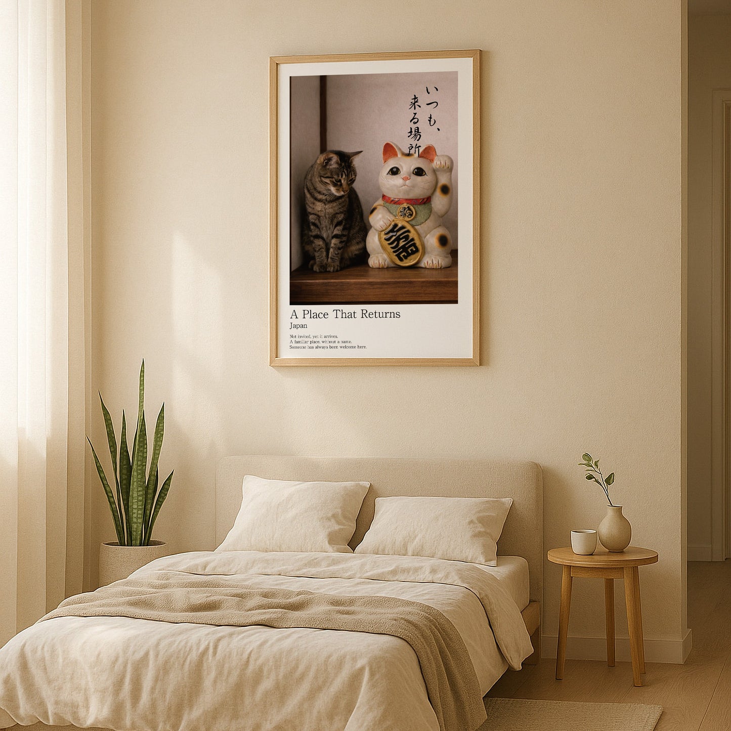 Lucky Companion – Japanese Maneki Neko & Tabby Cat Wall Art Print (2:3 Edition)