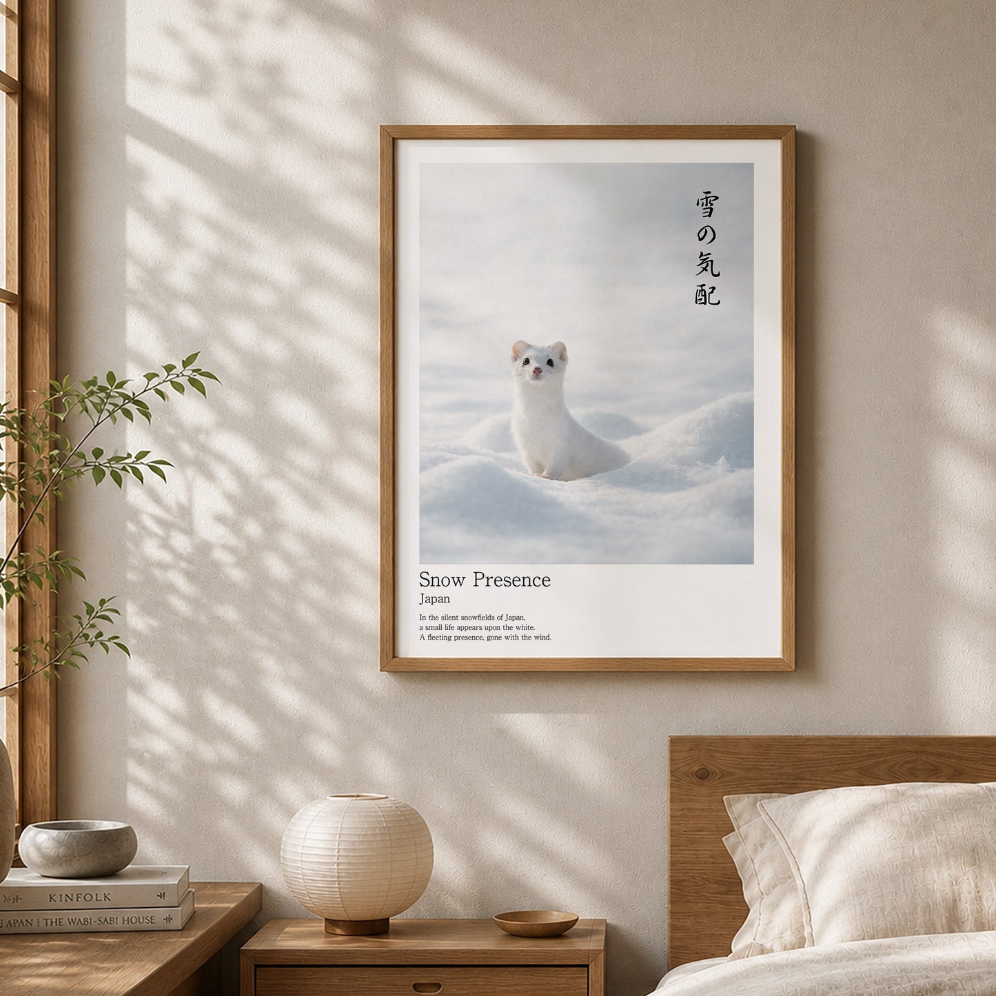 Snow Presence – Japanese Ermine Wall Art Print (3:4 Edition)