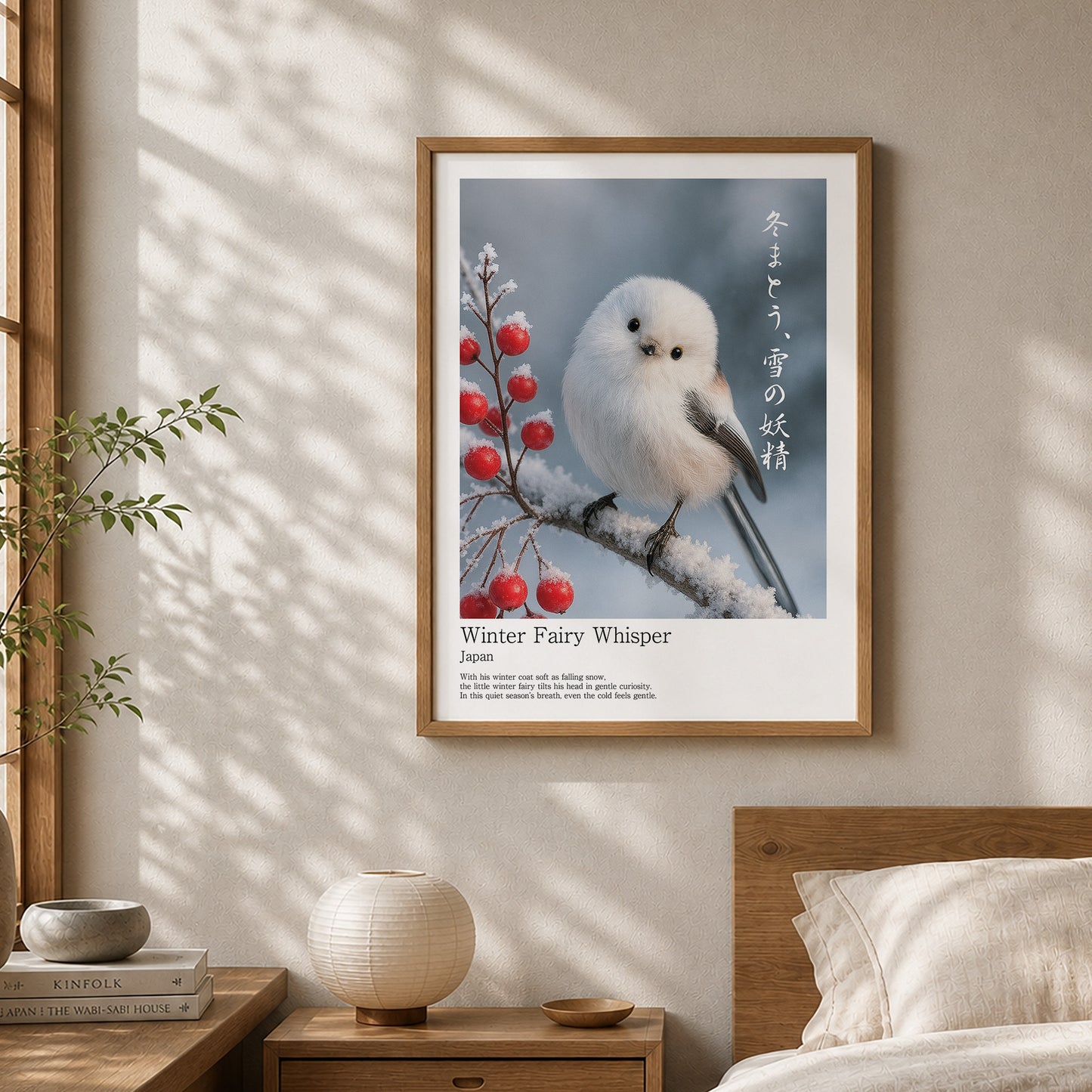 Winter Fairy Whisper – Japanese Shimaenaga Wall Art Print (3:4 Edition)