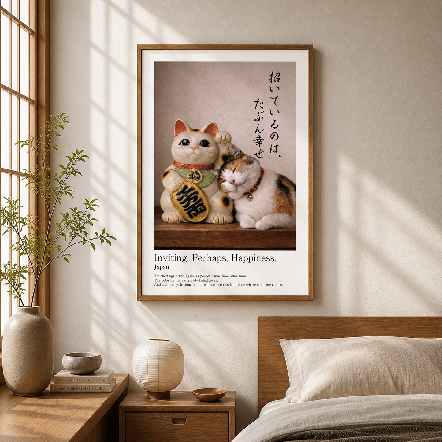 Inviting Happiness – Japanese Maneki Neko & Calico Cat Wall Art Print (2:3 Edition)