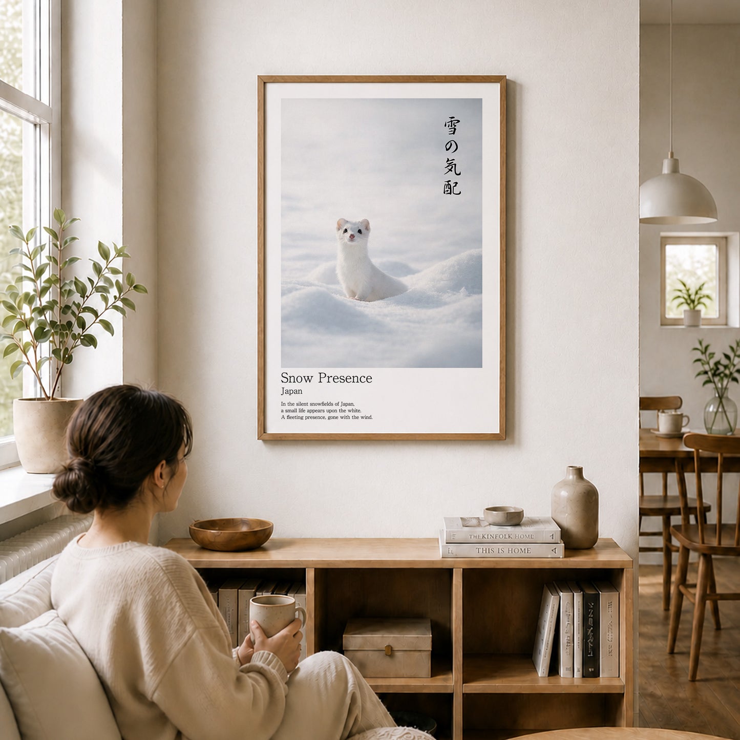 Snow Presence – Japanese Ermine Wall Art Print (2:3 Edition)