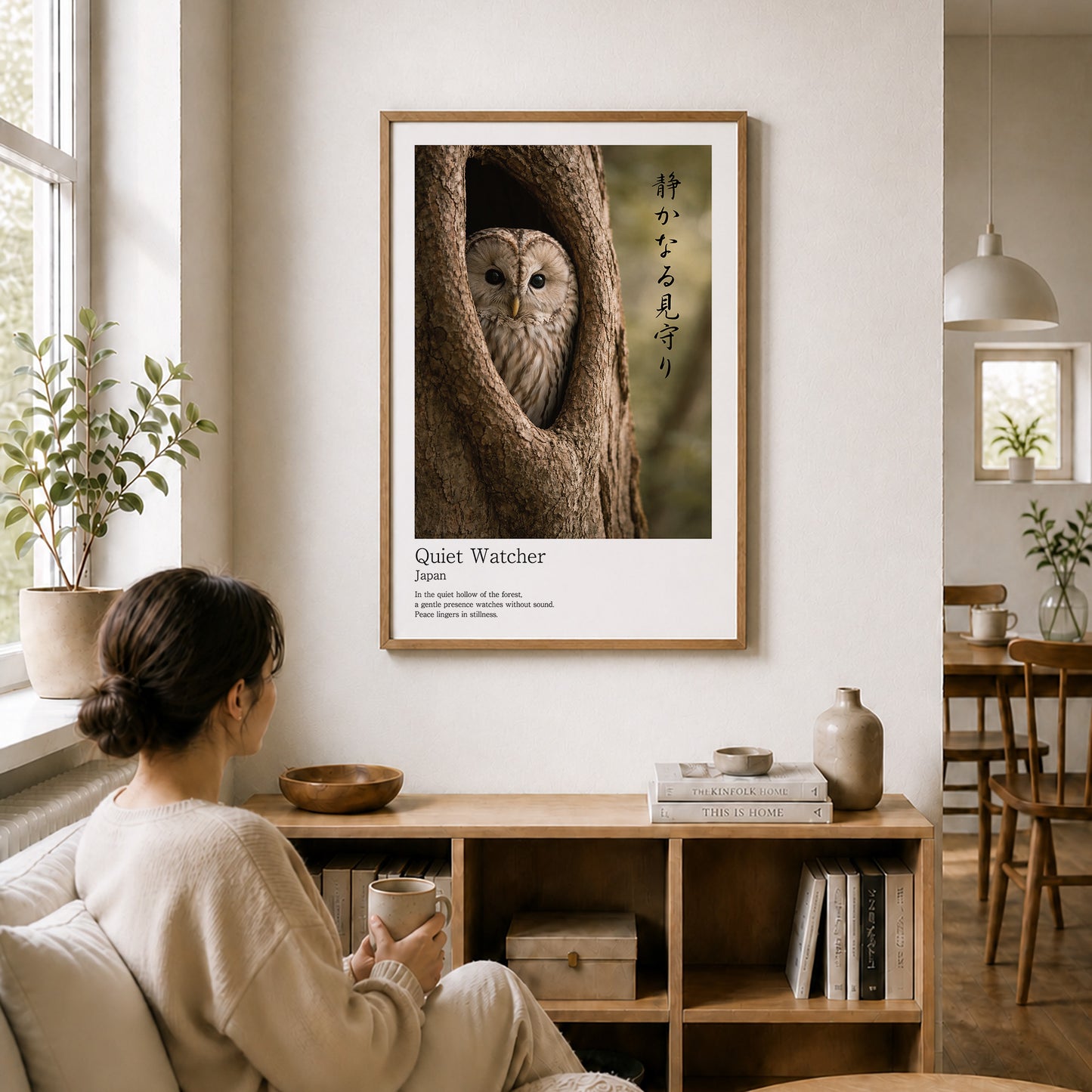 Quiet Watcher – Japanese Owl Wall Art Print (2:3 Edition)
