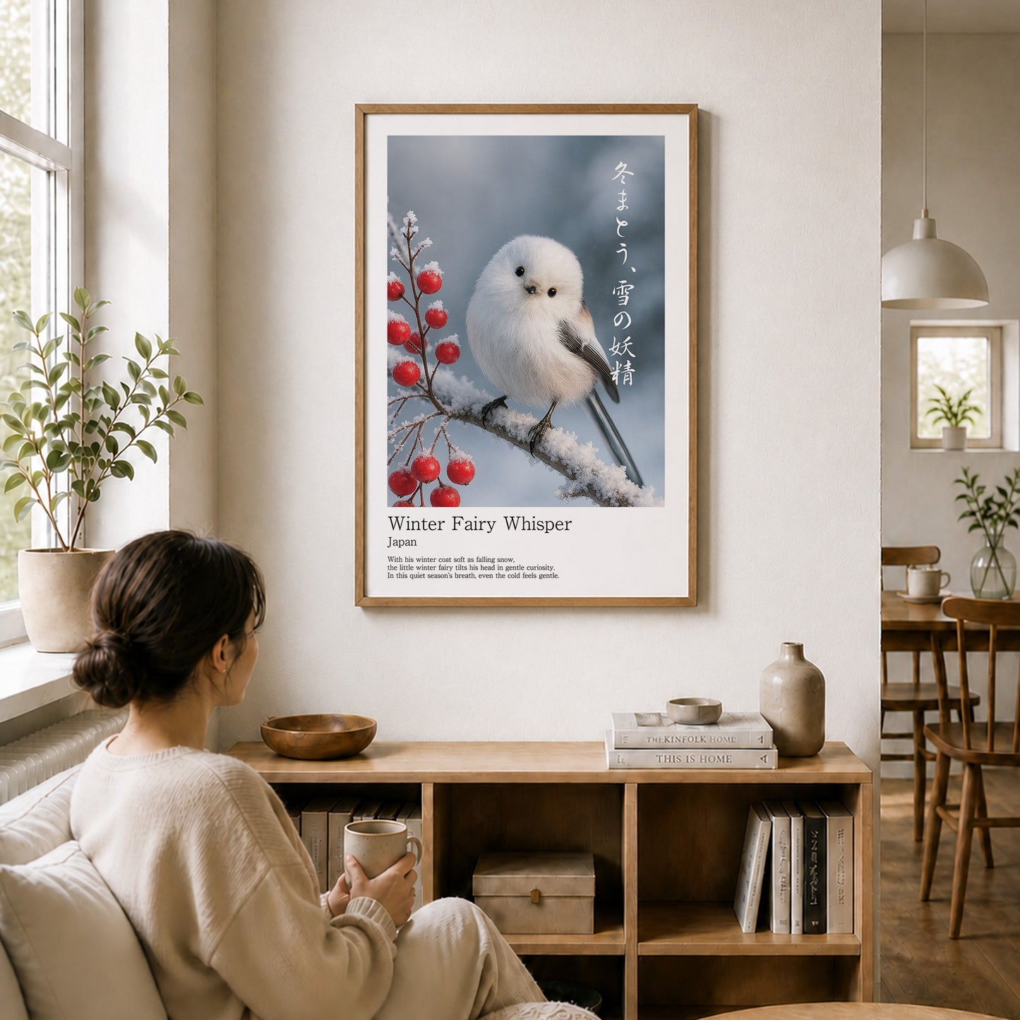 Winter Fairy Whisper – Japanese Shimaenaga Wall Art Print (2:3 Edition)