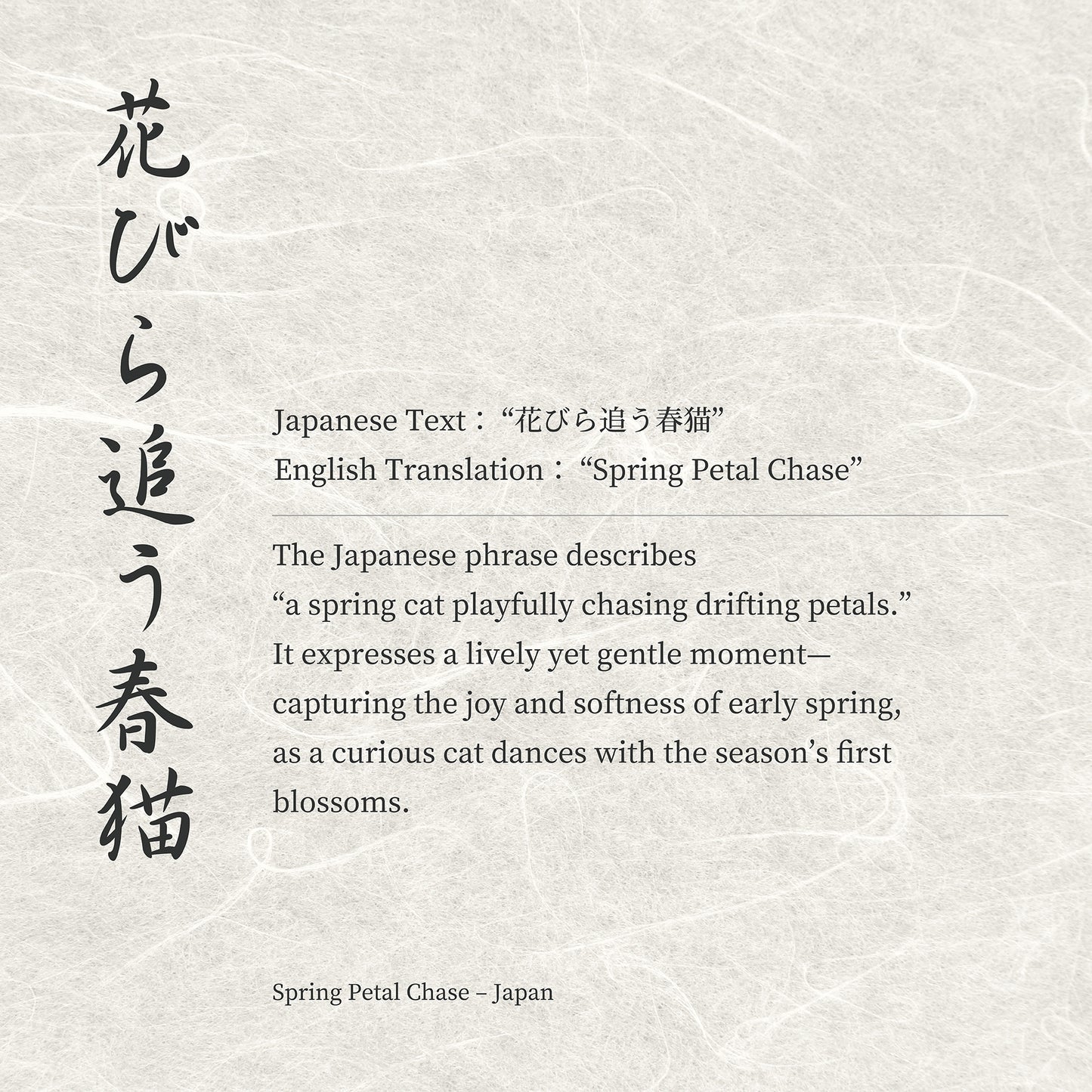 Spring Petal Chase – Japanese Calico Cat Wall Art Print (3:4 Edition)