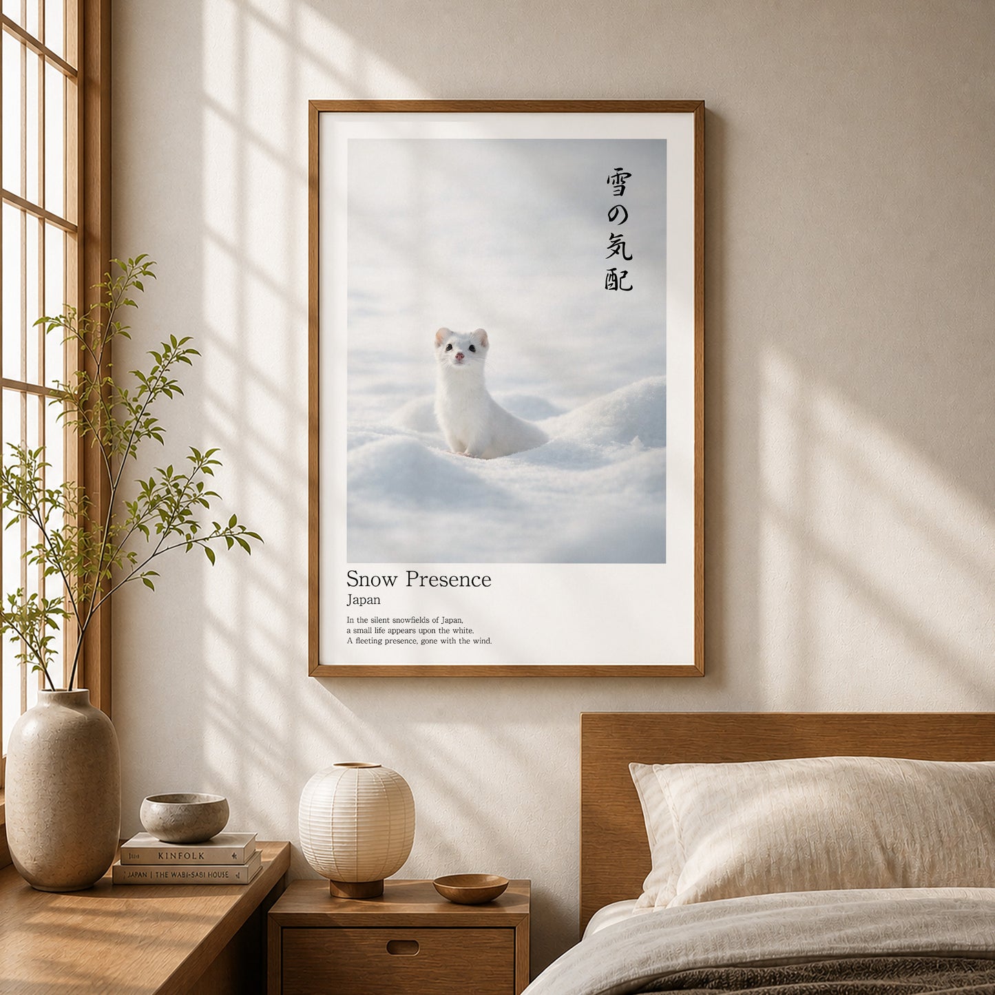Snow Presence – Japanese Ermine Wall Art Print (2:3 Edition)