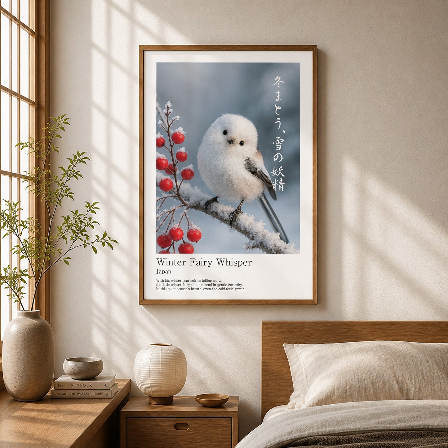 Winter Fairy Whisper – Japanese Shimaenaga Wall Art Print (2:3 Edition)