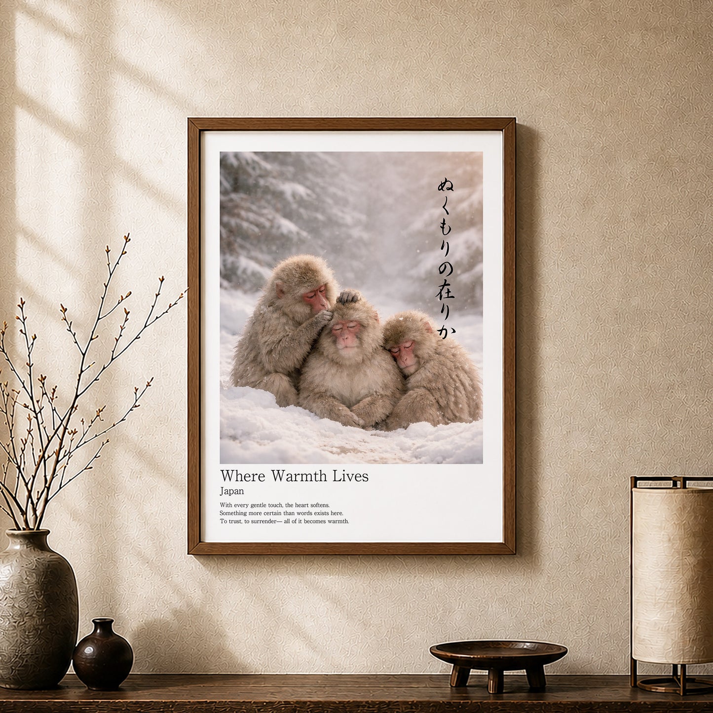 Where Warmth Lives – Japanese Snow Monkey Wall Art Print (3:4 Edition)