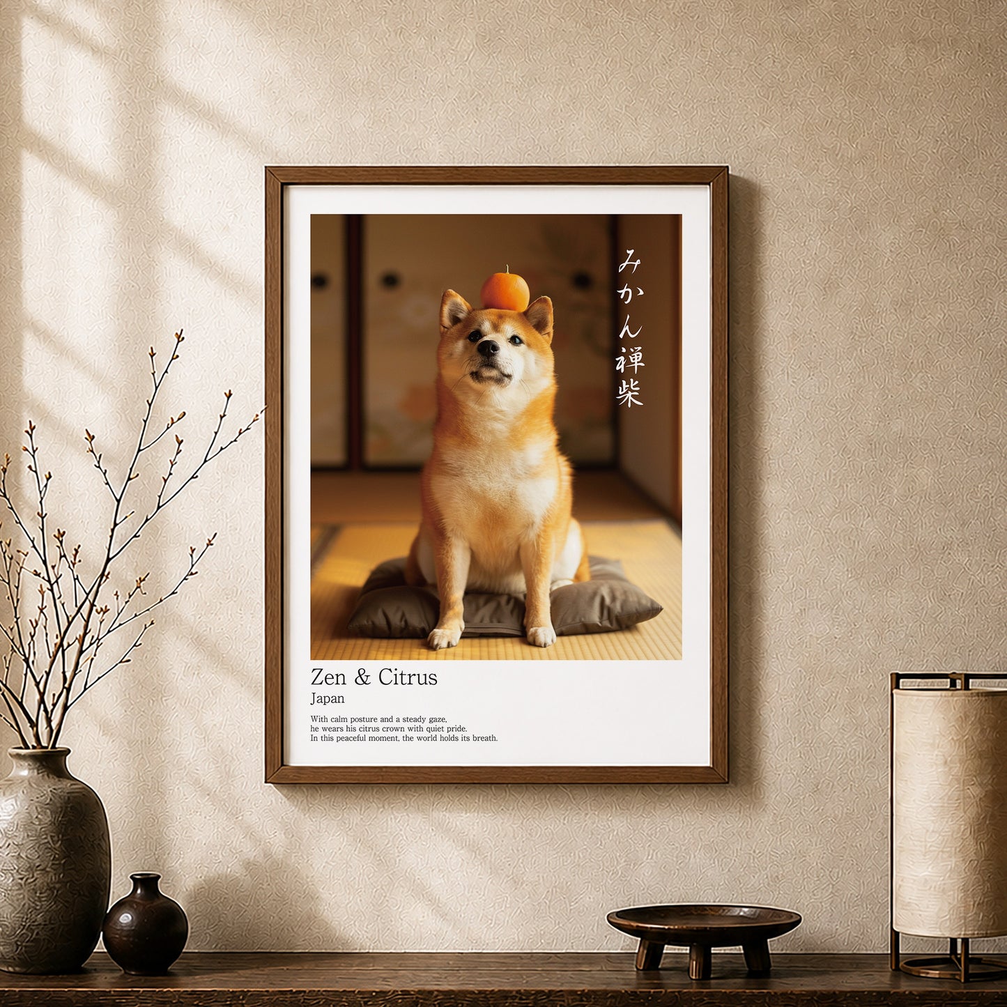Zen & Citrus – Japanese Shiba Inu Art Print (3:4 Edition)