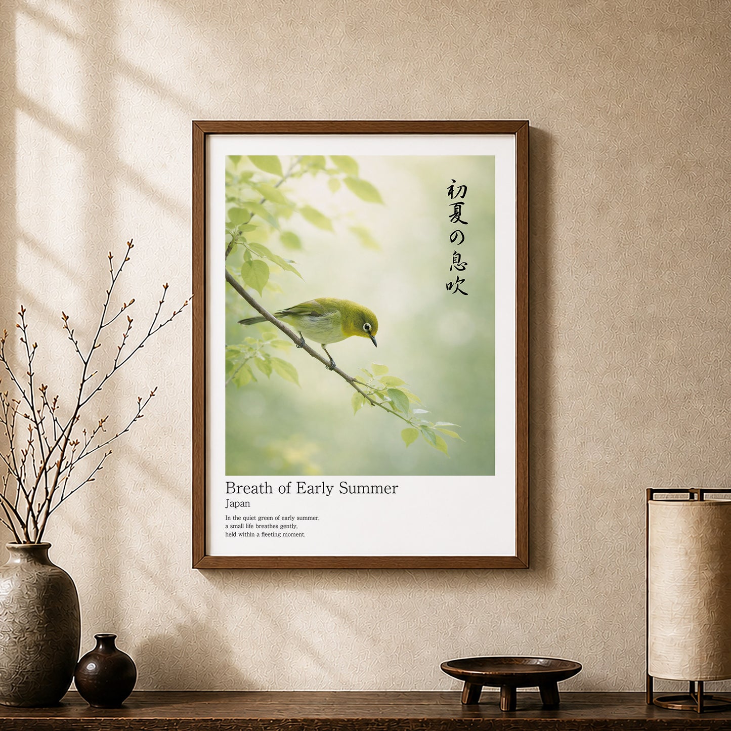 Breath of Early Summer – Japanese Mejiro Bird Wall Art Print (3:4 Edition)