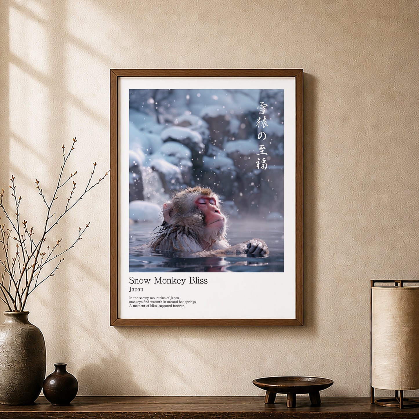 Snow Monkey Bliss – Japanese Snow Monkey Wall Art Print (3:4 Edition)