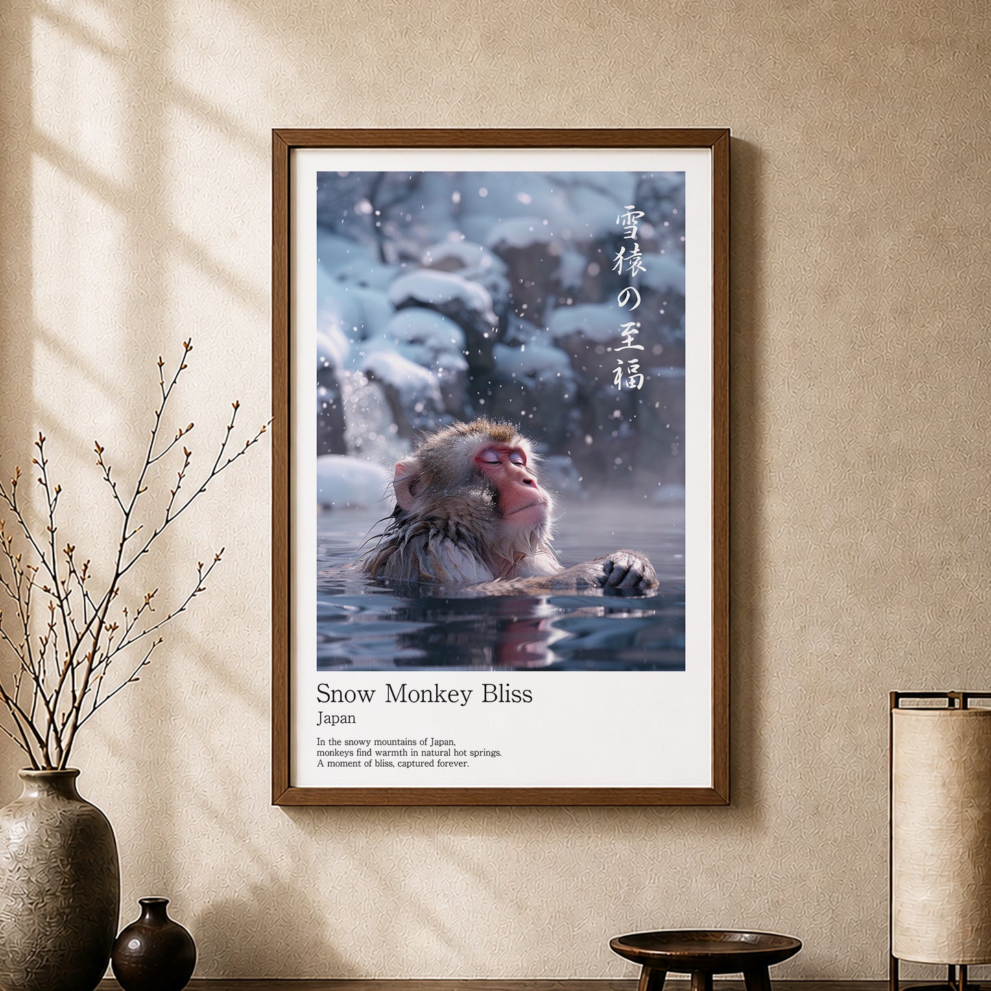 Snow Monkey Bliss – Japanese Snow Monkey Wall Art Print (2:3 Edition)
