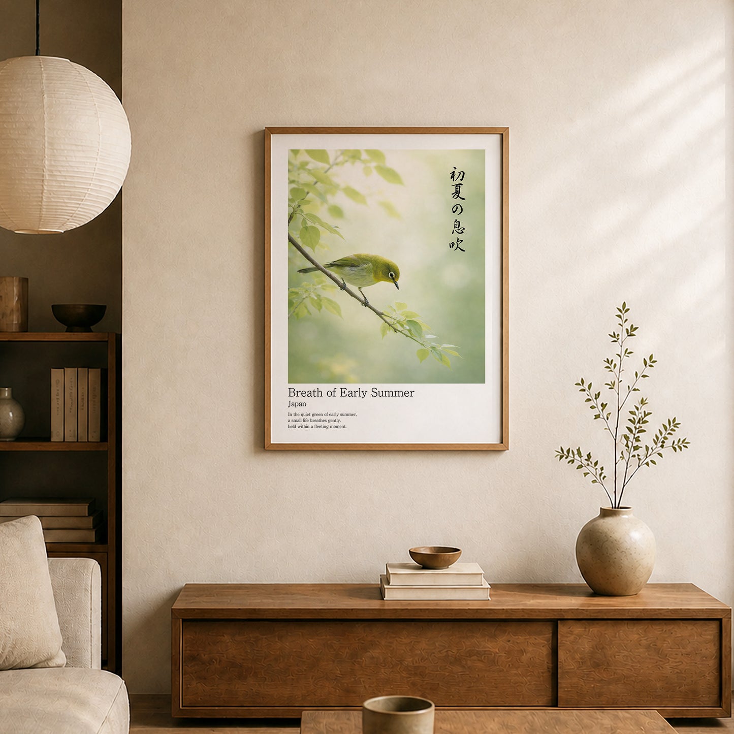 Breath of Early Summer – Japanese Mejiro Bird Wall Art Print (3:4 Edition)