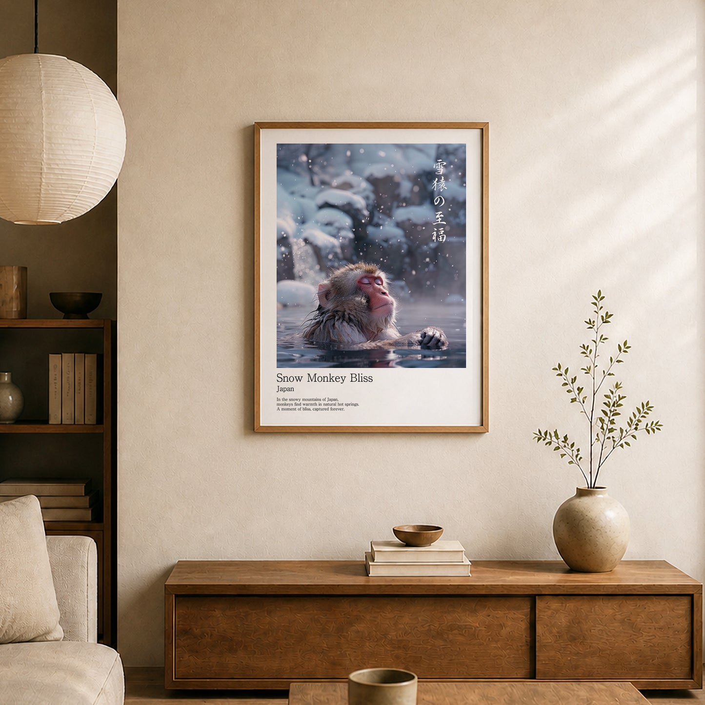 Snow Monkey Bliss – Japanese Snow Monkey Wall Art Print (3:4 Edition)