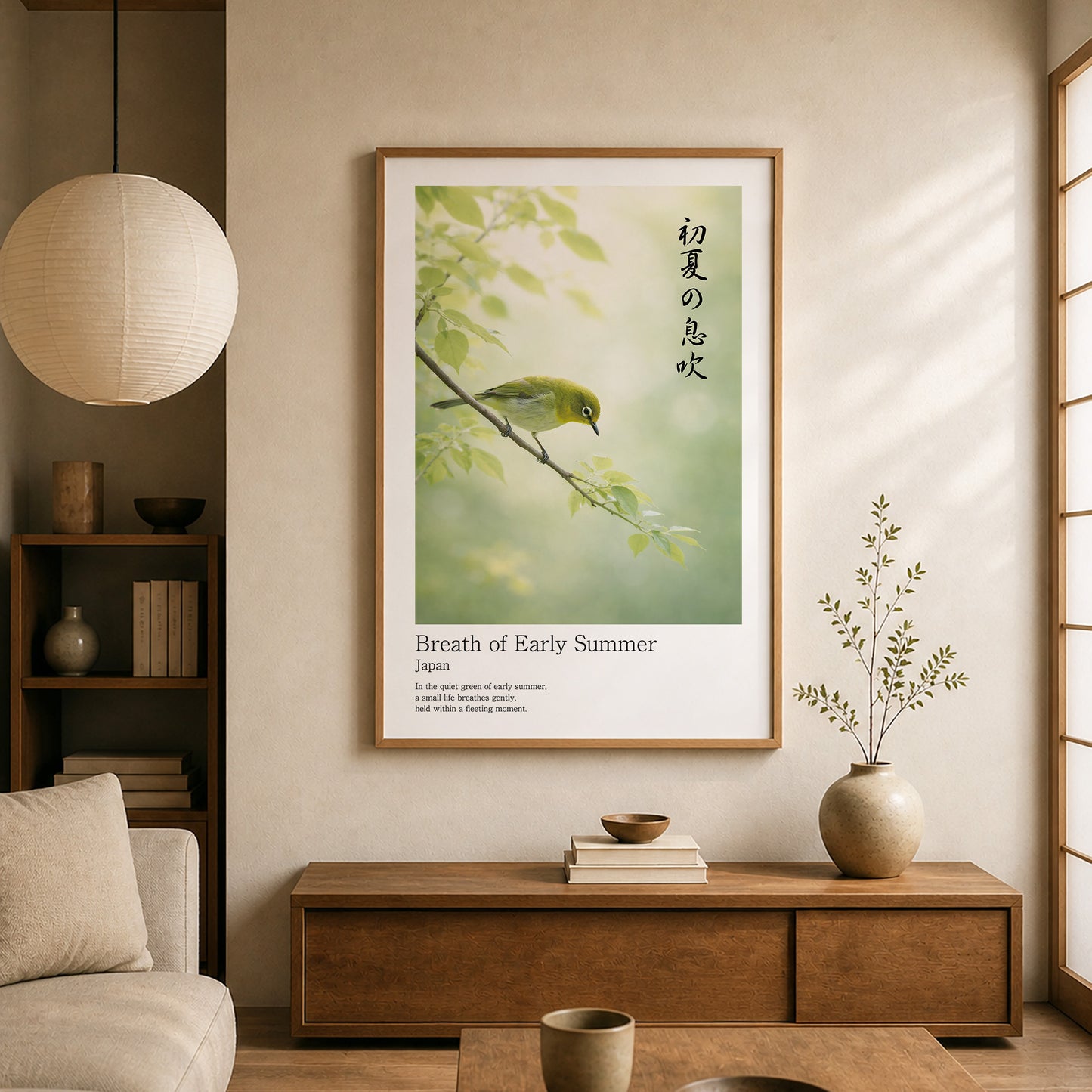 Breath of Early Summer – Japanese Mejiro Bird Wall Art Print (2:3 Edition)