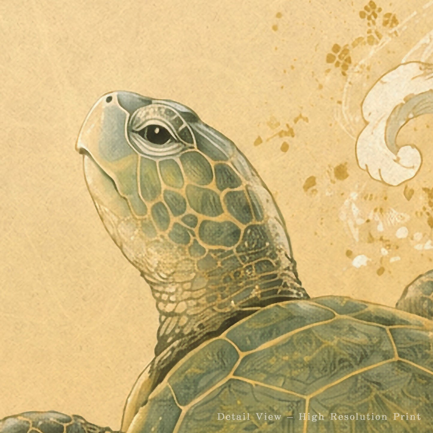 Turtle and Pine Waves – Japanese Turtle Wall Art Print (3:4 Edition)
