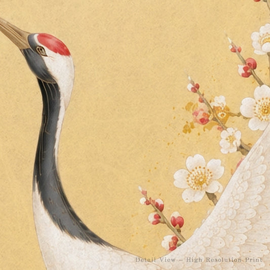Crane and Plum Blossoms – Japanese Crane Wall Art Print (3:4 Edition)
